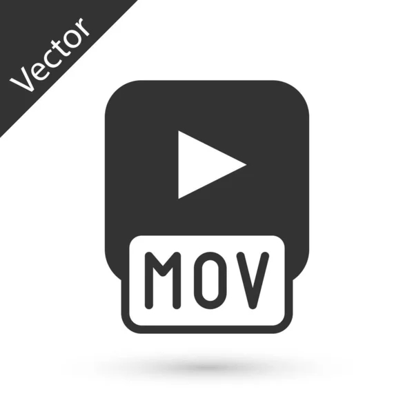 灰色のMovファイル文書 白い背景に隔離されたMovボタンアイコンをダウンロードします Movファイルのシンボル オーディオとビデオのコレクション ベクトル — ストックベクタ