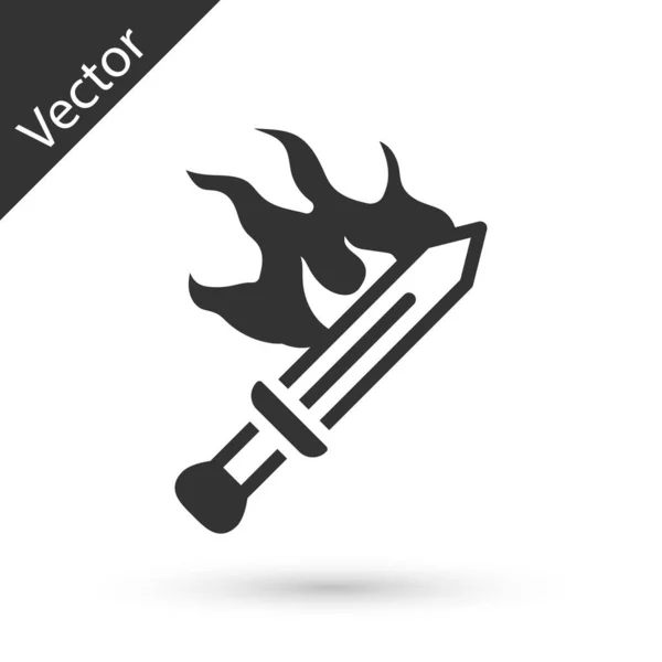 Grey Sword Game Icon Isolated White Background Vector — Stock Vector