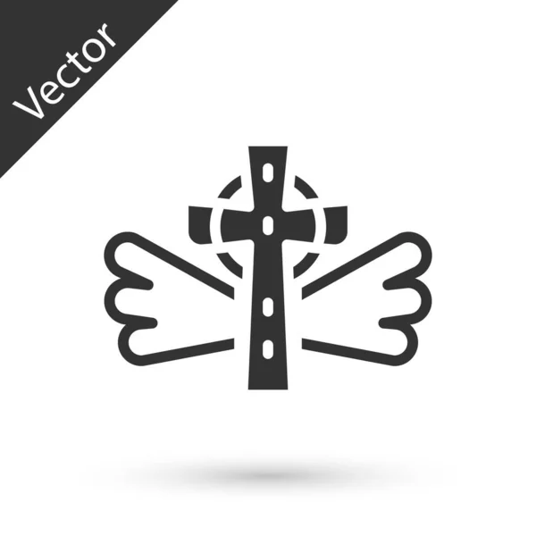 Icône Croix Chrétienne Grise Isolée Sur Fond Blanc Croix Église — Image vectorielle