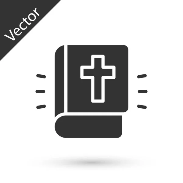 Icône Livre Bible Sainte Grise Isolée Sur Fond Blanc Vecteur — Image vectorielle