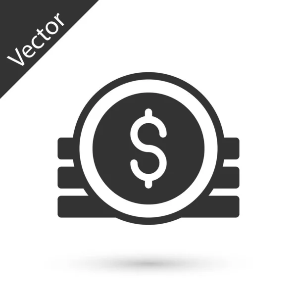 Icono Moneda Gris Antigua Aislado Sobre Fondo Blanco Vector — Vector de stock