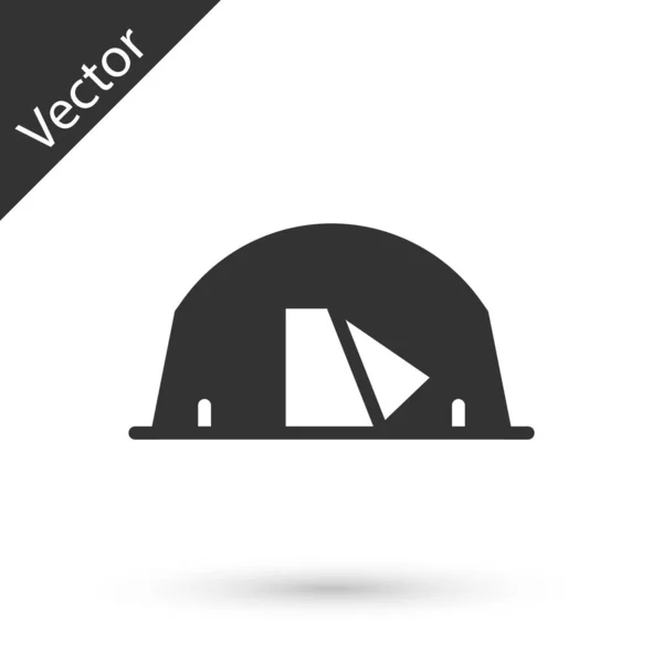 Tente Touristique Grise Icône Isolée Sur Fond Blanc Symbole Camping — Image vectorielle