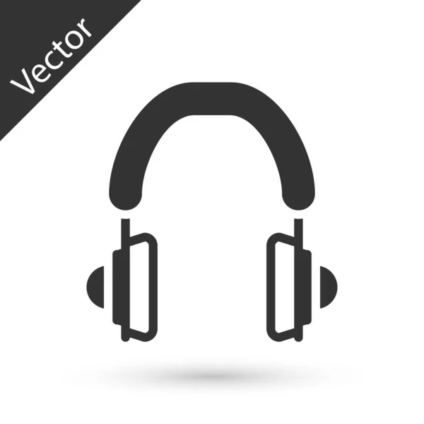 Szürke Fejhallgató Ikon Elszigetelt Fehér Háttérrel Fülhallgató Koncepció Zenehallgatáshoz Szolgáltatáshoz — Stock Vector