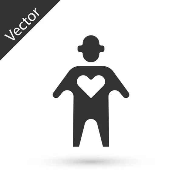 Icono Voluntario Gris Aislado Sobre Fondo Blanco Vector — Vector de stock