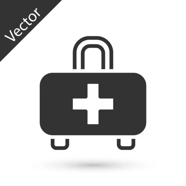 Иконка Grey First Aid Белом Фоне Медицинская Коробка Крестом Медицинское — стоковый вектор