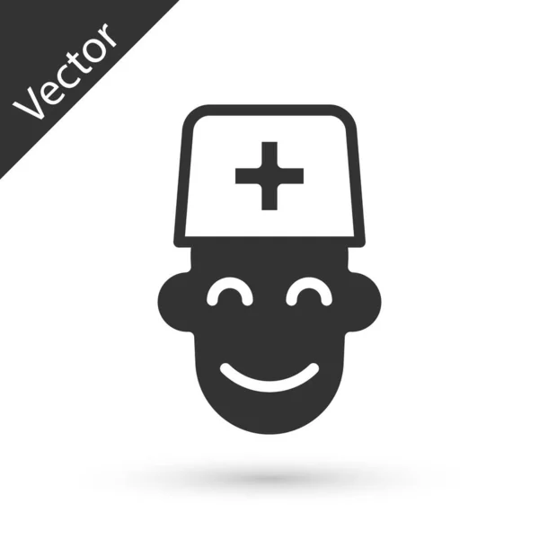 Icono Médico Masculino Gris Aislado Sobre Fondo Blanco Vector — Vector de stock