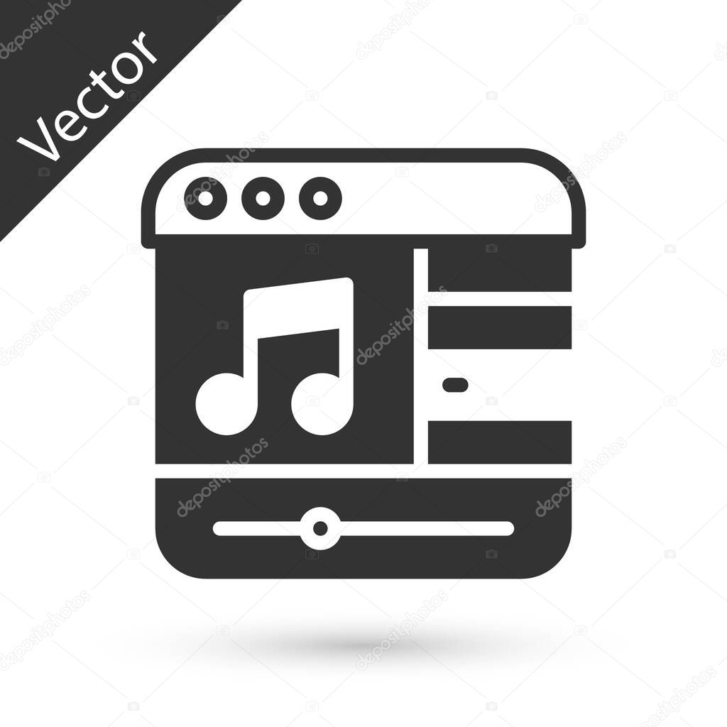 Grey Music player icon isolated on white background. Portable music device.  Vector