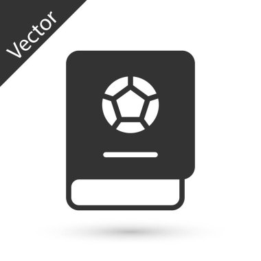 Gri Futbol Öğrenme Kitabı simgesi beyaz arka planda izole edildi. Vektör