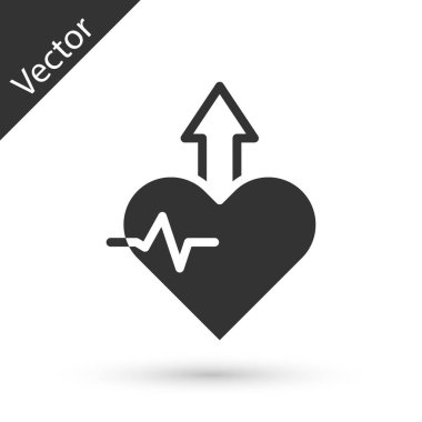 Gri Kalp Atışı artışı simgesi beyaz arkaplanda izole edildi. Kalp atışları hızlandı. Vektör