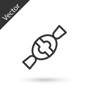 Gri çizgi Candy simgesi beyaz arkaplanda izole edildi. Mutlu Cadılar Bayramı Partisi. Vektör