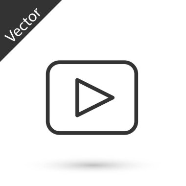 Gri çizgi oynatma simgesi beyaz arkaplanda izole edildi. Vektör