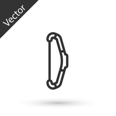 Beyaz arka planda gri çizgi ortaçağ yay simgesi izole edildi. Ortaçağ silahı. Vektör