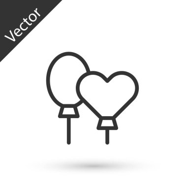 Beyaz arka planda izole edilmiş kurdele ikonu olan gri çizgi balonları. Vektör