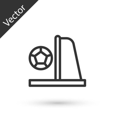 Beyazların arka planında top ikonu olan gri çizgi futbolu golü. Vektör