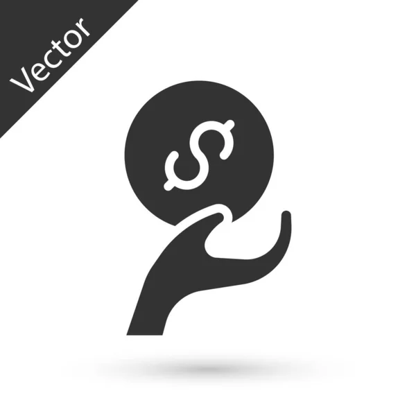 Icono Donación Caridad Gris Aislado Sobre Fondo Blanco Donar Dinero — Vector de stock