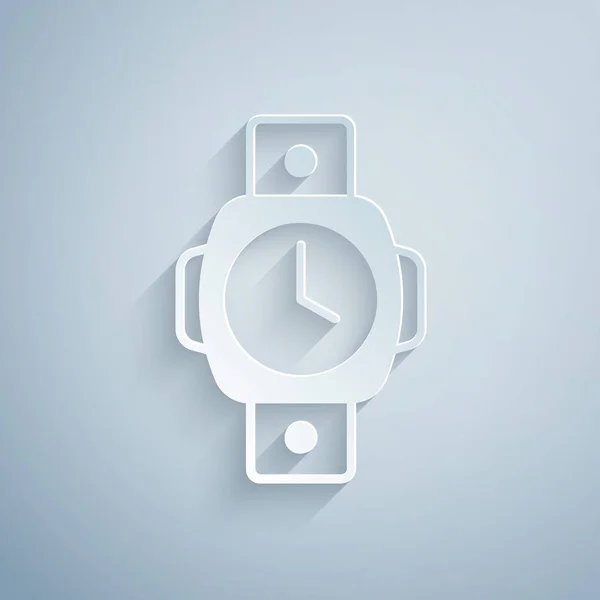 Corte Papel Icono Del Reloj Buceo Aislado Sobre Fondo Gris — Vector de stock