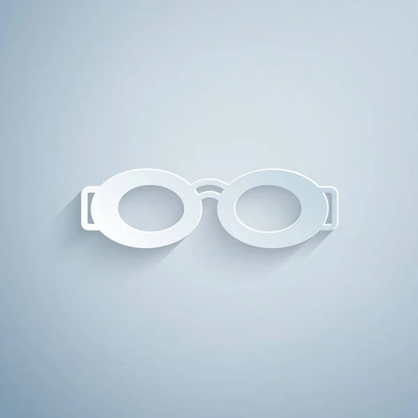 用于在灰色背景上隔离的游泳图标的剪纸眼镜 游泳护目镜 潜水设备 造纸艺术风格 — 图库矢量图片