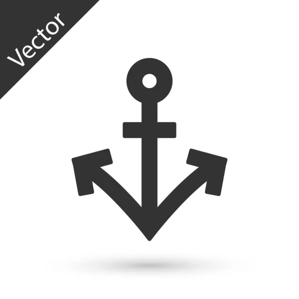 Icono Gris Del Ancla Aislado Sobre Fondo Blanco Vector — Vector de stock