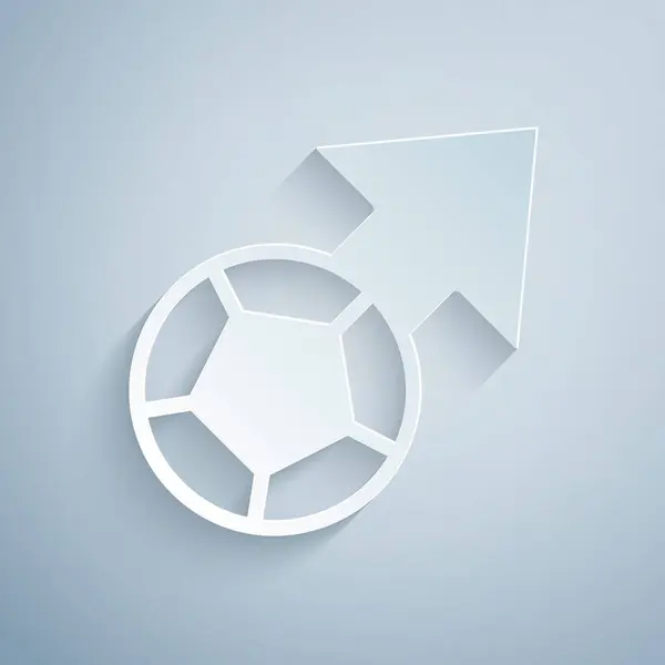 Corte Papel Icono Pelota Fútbol Americano Aislado Sobre Fondo Gris — Vector de stock