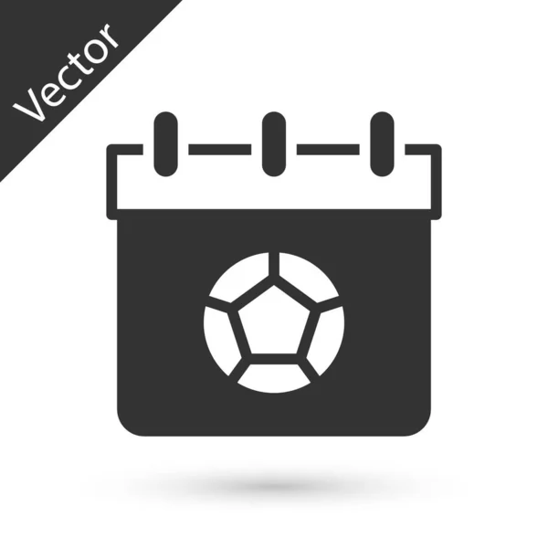 Futebol Cinzento Ícone Calendário Futebol Isolado Fundo Branco Jogo Dia — Vetor de Stock