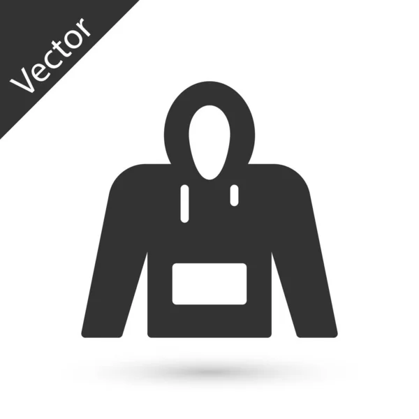 Ícone Hoodie Cinza Isolado Fundo Branco Camisola Com Capuz Vetor — Vetor de Stock