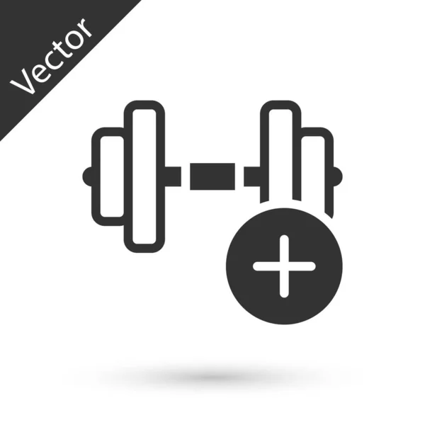 Ikona Šedého Zvonku Izolovaná Bílém Pozadí Svalové Zvedání Fitness Činky — Stockový vektor
