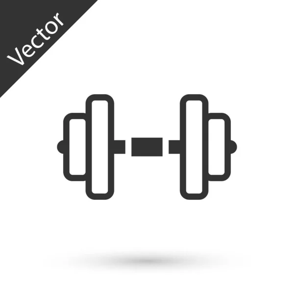 Grey Dumbbell Icon Isolated White Background Muscle Lifting Fitness Barbell — Stock Vector