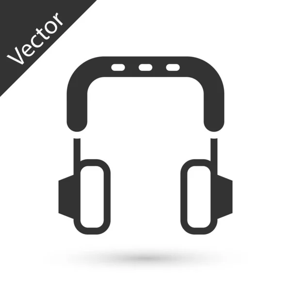 Ícone Fones Ouvido Cinza Isolado Fundo Branco Fones Ouvido Conceito — Vetor de Stock