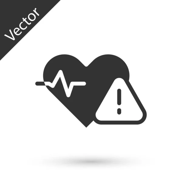 Graues Herzfrequenzsymbol Isoliert Auf Weißem Hintergrund Herzschlagzeichen Herzpuls Symbol Kardiogramm — Stockvektor