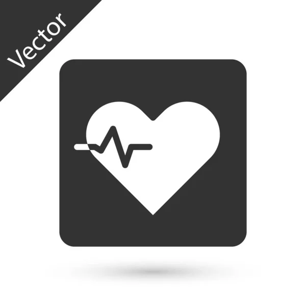 Grijze Hartslagpictogram Geïsoleerd Witte Achtergrond Hartslagteken Hartslag Icoon Cardiogram Icoon — Stockvector