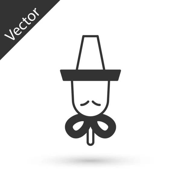 Gris Icono Tradicional Sombrero Coreano Aislado Sobre Fondo Blanco Vector — Vector de stock