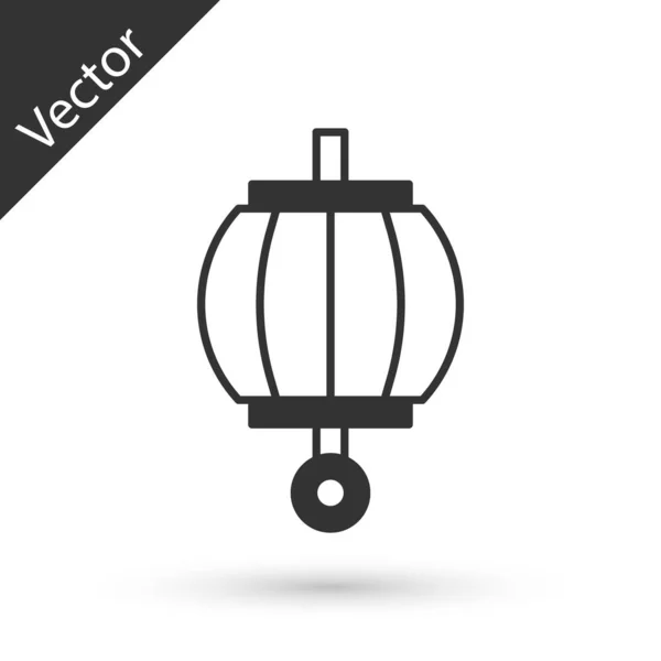 Icono Linterna Papel Coreano Gris Aislado Sobre Fondo Blanco Vector — Vector de stock