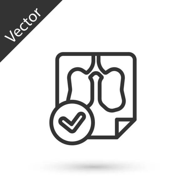 Línea Gris Lungs Icono Diagnóstico Rayos Aislado Sobre Fondo Blanco — Vector de stock