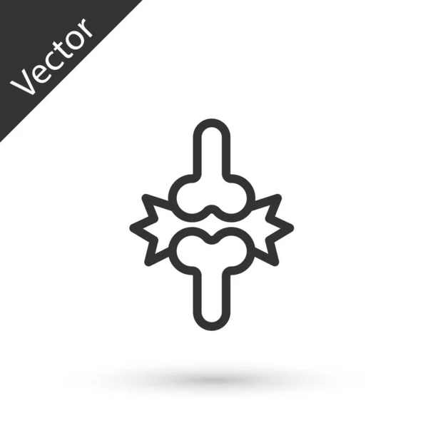 Línea Gris Dolor Articular Icono Dolor Rodilla Aislado Sobre Fondo — Vector de stock