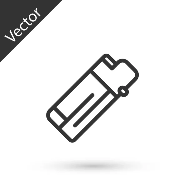 Línea Gris Icono Encendedor Aislado Sobre Fondo Blanco Vector — Vector de stock