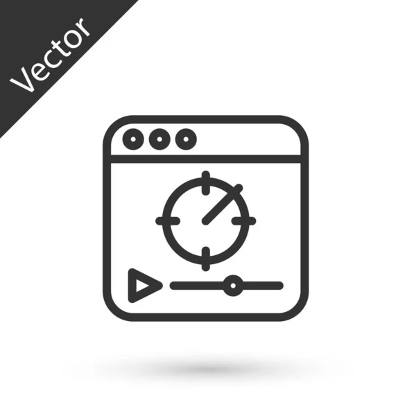 Szürke Vonal Online Játék Video Ikon Elszigetelt Fehér Háttérrel Filmszalag — Stock Vector