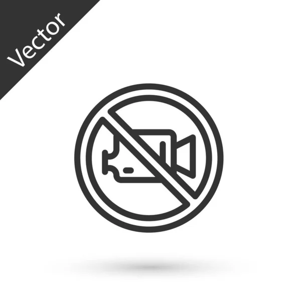 Línea Gris Prohibición Firmar Ningún Icono Grabación Vídeo Aislado Sobre — Vector de stock