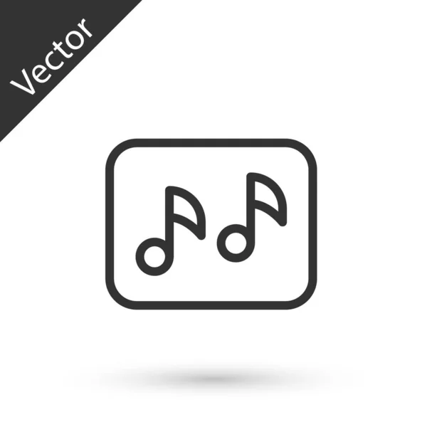 Grijze Lijn Muzieknoot Toon Icoon Geïsoleerd Witte Achtergrond Vector — Stockvector