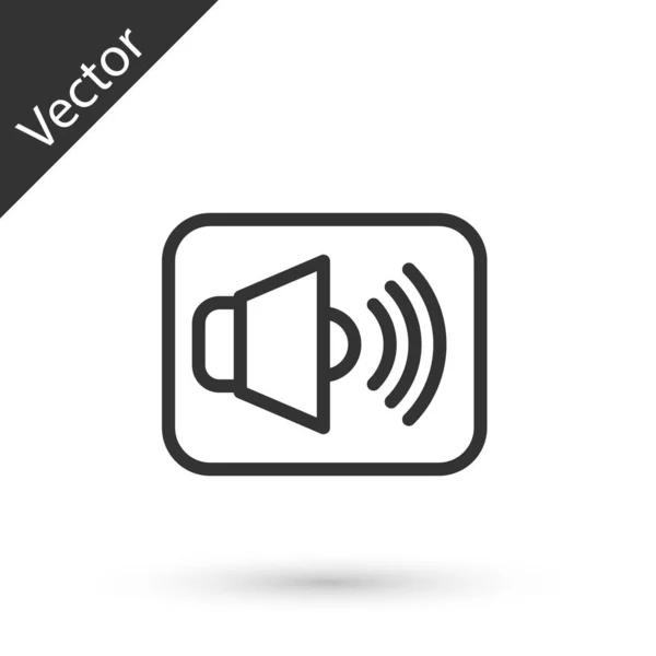 Línea Gris Volumen Del Altavoz Símbolo Sonido Voz Audio Icono — Vector de stock