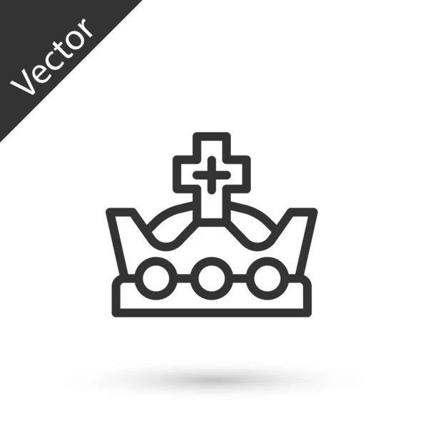 Icono Corona King Línea Gris Aislado Sobre Fondo Blanco Vector — Archivo Imágenes Vectoriales