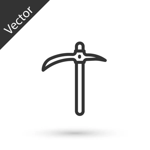 Linha Cinza Ícone Pickaxe Isolado Fundo Branco Vetor —  Vetores de Stock