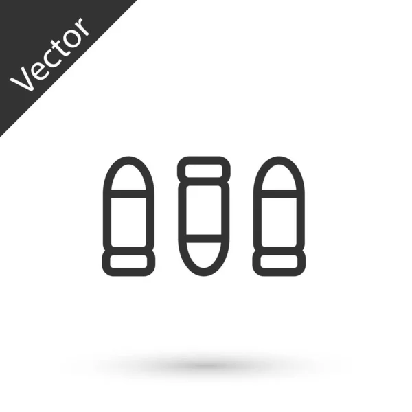 Línea Gris Icono Bala Aislado Sobre Fondo Blanco Vector — Vector de stock