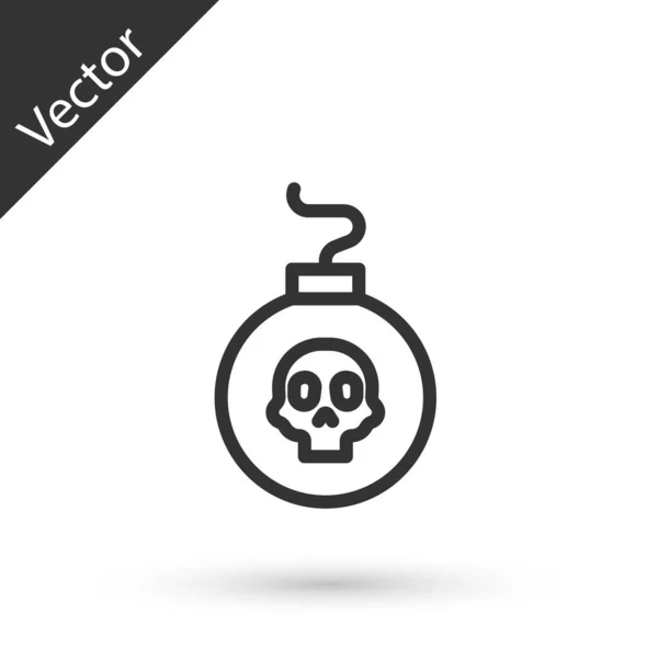 Grey Line Bomb Ready Explode Icon Isolated White Background Vector — Stock Vector