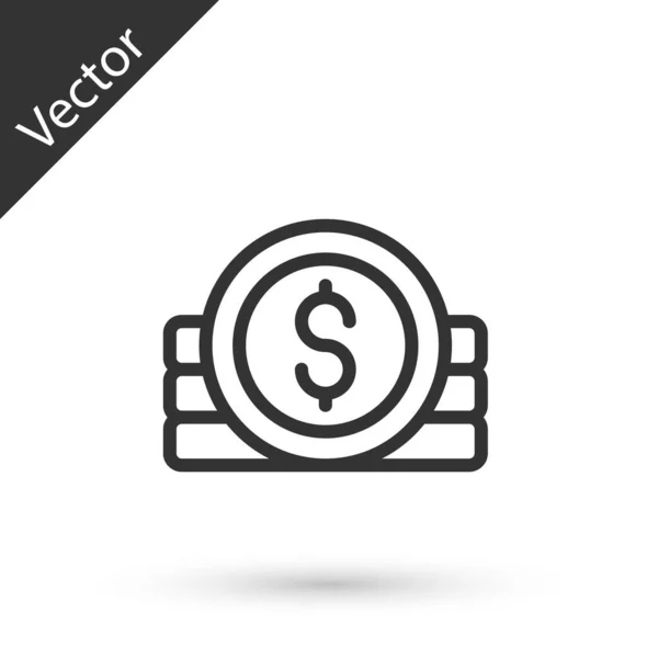 Línea Gris Icono Moneda Antigua Aislado Sobre Fondo Blanco Vector — Vector de stock