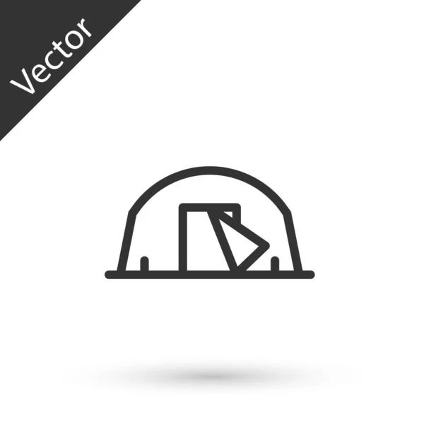 Ligne Grise Icône Tente Touristique Isolé Sur Fond Blanc Symbole — Image vectorielle