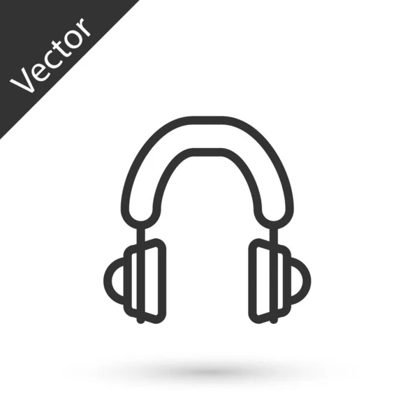 Linha Cinza Headphones Ícone Isolado Fundo Branco Fones Ouvido Conceito — Vetor de Stock