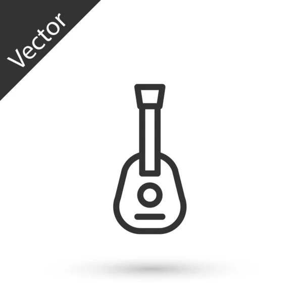 Icono Guitarra Línea Gris Aislado Sobre Fondo Blanco Guitarra Acústica — Vector de stock