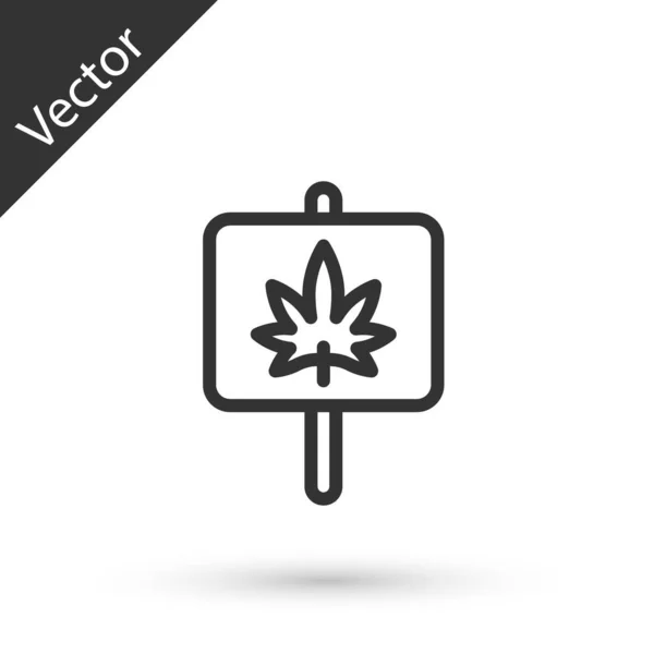 Ligne Grise Icône Marijuana Médicale Feuille Cannabis Isolée Sur Fond — Image vectorielle