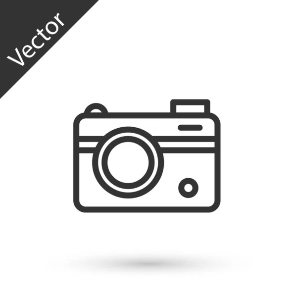 Grey Line Photo Camera Icon Isolated White Background Foto Camera — Stock Vector