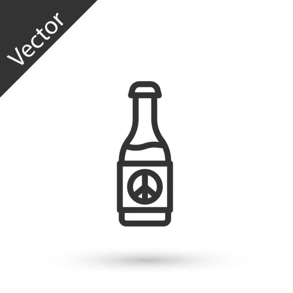 Linha Cinza Ícone Garrafa Cerveja Isolado Fundo Branco Vetor — Vetor de Stock